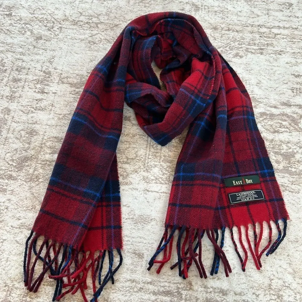 East Boy Red and Blue Plaid Scarf